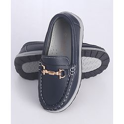 Cute Walk by Babyhug Slip On Solid Formal Shoes with Chain Link - Navy Blue
