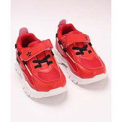 Cute Walk by Babyhug Solid Sneakers with Velcro Closure- Red Black