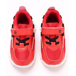 Cute Walk by Babyhug Solid Sneakers with Velcro Closure- Red Black