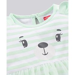 Babyhug 100% Cotton Full Sleeves Striped Frock Style Onesie - Green