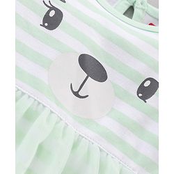 Babyhug 100% Cotton Full Sleeves Striped Frock Style Onesie - Green