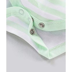 Babyhug 100% Cotton Full Sleeves Striped Frock Style Onesie - Green