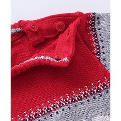Babyhug Full Sleeves Baby Sweater Set with Animal Design - Red
