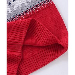 Babyhug Full Sleeves Baby Sweater Set with Animal Design - Red