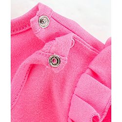 Babyhug Full Sleeves 100% Cotton Frock Style Onesie Heart Print - Pink