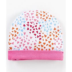 Babyhug 100% Cotton Cap Shapes Print Pink- Diameter 15 cm