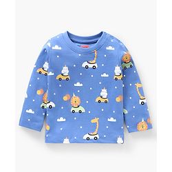 Babyhug Cotton Knit Full Sleeves Cartoon Lions Printed Night Suit Pack of 2 - Green Blue