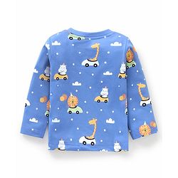 Babyhug Cotton Knit Full Sleeves Cartoon Lions Printed Night Suit Pack of 2 - Green Blue