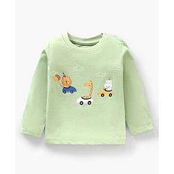 Babyhug Cotton Knit Full Sleeves Cartoon Lions Printed Night Suit Pack of 2 - Green Blue