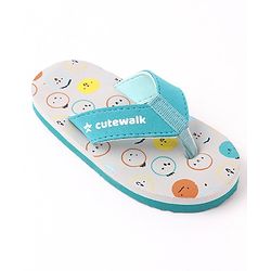 Cute Walk by Babyhug Flip Flops Simile Print - Blue