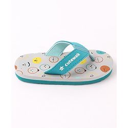 Cute Walk by Babyhug Flip Flops Simile Print - Blue