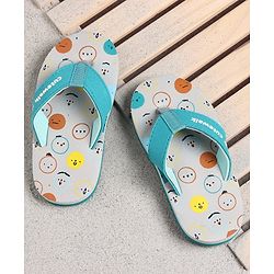 Cute Walk by Babyhug Flip Flops Simile Print - Blue