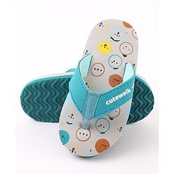 Cute Walk by Babyhug Flip Flops Simile Print - Blue