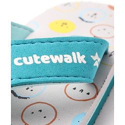 Cute Walk by Babyhug Flip Flops Simile Print - Blue