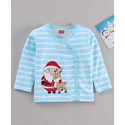 Babyhug 100% Cotton Vest Santa Clause Print - Blue
