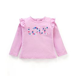 Babyhug Full Sleeves TopText Applique - Pink