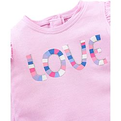 Babyhug Full Sleeves TopText Applique - Pink