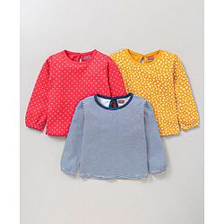 Babyhug Cotton Knit Full Sleeves Top Stripes and Floral Print - Multicolour