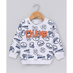Babyhug Full Sleeves Text Printed Sweatshirt - Grey