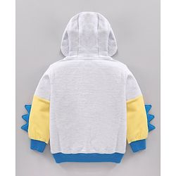 Babyhug Full Sleeves Hooded Sweatshirt with Little Monsters Print & 3D Applique - Grey