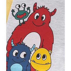 Babyhug Full Sleeves Hooded Sweatshirt with Little Monsters Print & 3D Applique - Grey