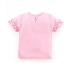 Babyhug Cotton Half Sleeves Top With Graphics and Frill Detailing - Pink