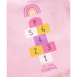 Babyhug Cotton Half Sleeves Top With Graphics and Frill Detailing - Pink