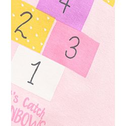 Babyhug Cotton Half Sleeves Top With Graphics and Frill Detailing - Pink