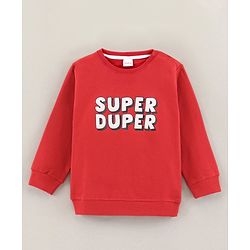 Babyhug Cotton Full Sleeves Sweatshirt Text Print- Red