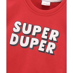 Babyhug Cotton Full Sleeves Sweatshirt Text Print- Red
