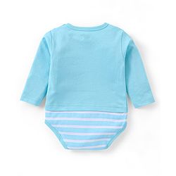 Babyhug 100% Cotton Full Sleeves Onesie Santa Print - Blue