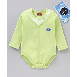 Babyhug 100% Cotton Full Sleeves Onesie Rhino Print - Green