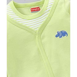 Babyhug 100% Cotton Full Sleeves Onesie Rhino Print - Green