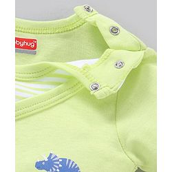 Babyhug 100% Cotton Full Sleeves Onesie Rhino Print - Green