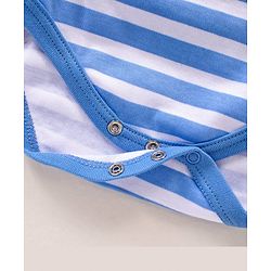 Babyhug 100% Cotton Full Sleeves Onesie Stripes & Dino Print- Blue