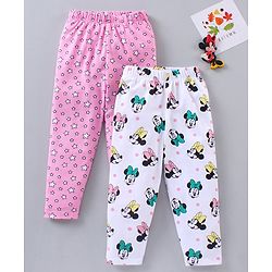 Babyhug Full Length Leggings Minnie Mouse & Stars Print Pack Of 2 - Pink White