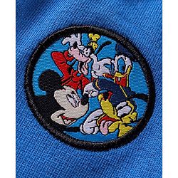 Babyhug Cotton Knit Full Length Lounge Pants Mickey Badge & Side Printed Tape - Blue