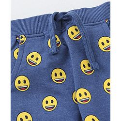 Babyhug Full Length Looper Lounge Pant Smiley Print - Blue