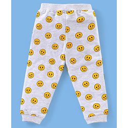 Babyhug Full Length Looper Lounge Pant Smiley Face Print - Grey