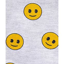 Babyhug Full Length Looper Lounge Pant Smiley Face Print - Grey