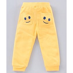 Babyhug Full Length Lounge Pant Text & Smiley Print - Yellow