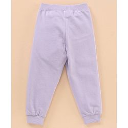 Babyhug Full Sleeves Top & Lounge Pant Glitter Text Print - Lilac