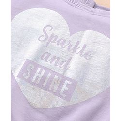 Babyhug Full Sleeves Top & Lounge Pant Glitter Text Print - Lilac