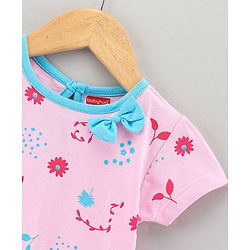 Babyhug 100% Cotton Short Sleeves Frock Floral Print - Pink