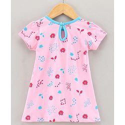 Babyhug 100% Cotton Short Sleeves Frock Floral Print - Pink