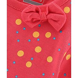 Babyhug 100% Cotton Knit Half Sleeves One Piece Printed Dress - Coral