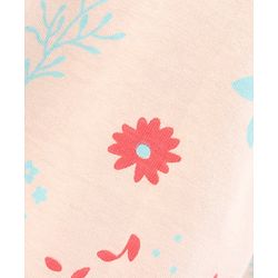 Babyhug 100% Cotton Knit Short Sleeves Frock Floral Print - Peach