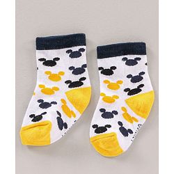 Cute Walk by Babyhug Ankle Length Antibacterial Socks Mickey Mouse & Stripes Design Pack Of 3 - Multicolor
