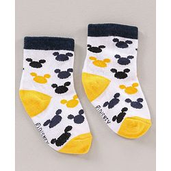 Cute Walk by Babyhug Ankle Length Antibacterial Socks Mickey Mouse & Stripes Design Pack Of 3 - Multicolor