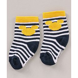 Cute Walk by Babyhug Ankle Length Antibacterial Socks Mickey Mouse & Stripes Design Pack Of 3 - Multicolor